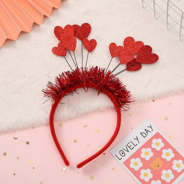 1 Pakk Valentinsdag Hjerte Hodebånd Sekkener Glitrende Hjerte Hårbånd Røde Hjerter Formet Hodebøyle Hodebånd Valentin
