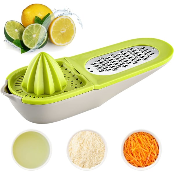 Manuel citruspresser i plastik, manuel appelsinpresser i plastik, manuel citronpresser i plastik til citroner, appelsiner, grønt eller limefrugter, manuelt rivejern til ost