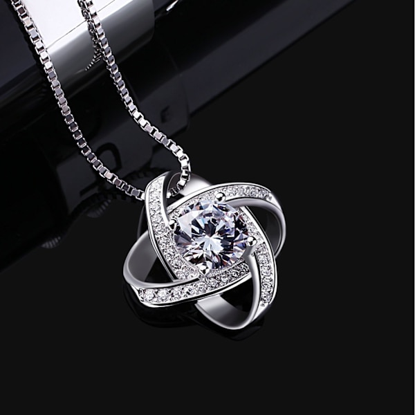 Silver Halsband, Kubisk Zirkonia, Tvilling Hänge, Mors Dag, Fo
