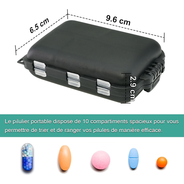 Pieces Portabel Rese Pillerask, Portabel Pillerask med 10 Fack, Mini Tablettask, Pillerask, Lättviktig och Robust, Pillerask Organiserare för Vit
