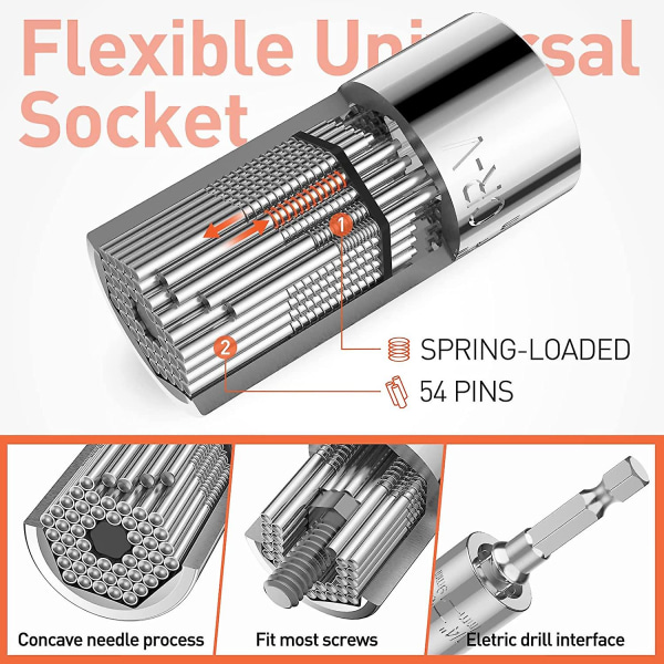 3 stk 7-19 mm Universal Socket Nøkler, Høy Kvalitet Cr-v Mul