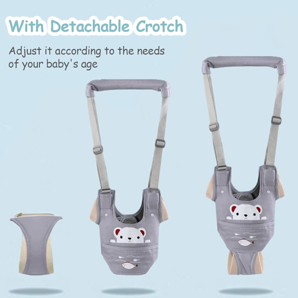 (Grå) Baby Walker Bär Handhållen Hjälpbälte Justerbar Småbarn Baby Walker Säkerhetsbälte Stå Wal