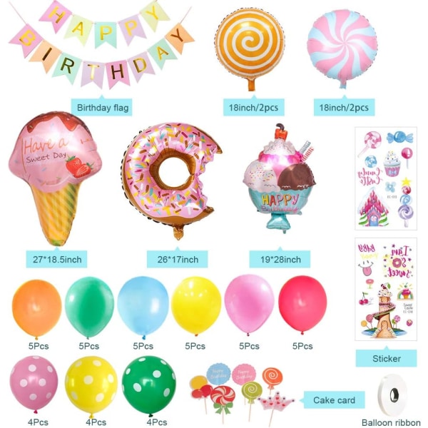 Flickor födelsedag dekorationer, flickor födelsedag kit med banderoller happ