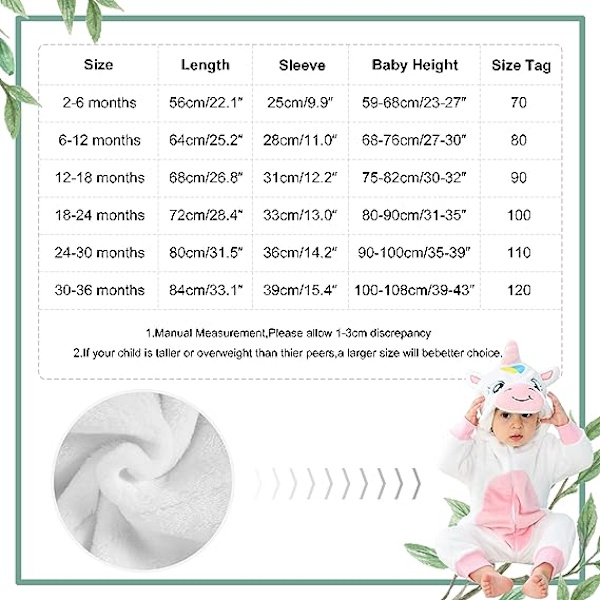 Baby Djur Onesies 6-12 Månader Pyjamas Jumpsuit Romper Todd