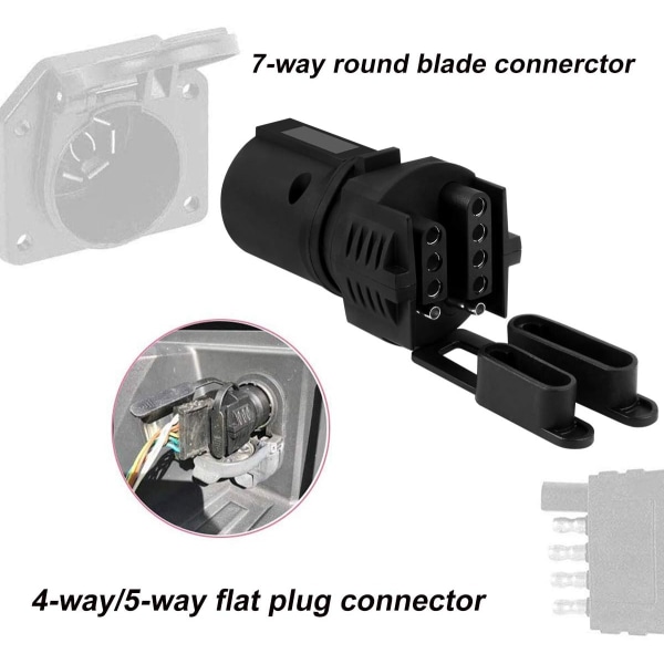 Tilhengerpluggadapter 7 runde pinner til 4 og 5 flate blad