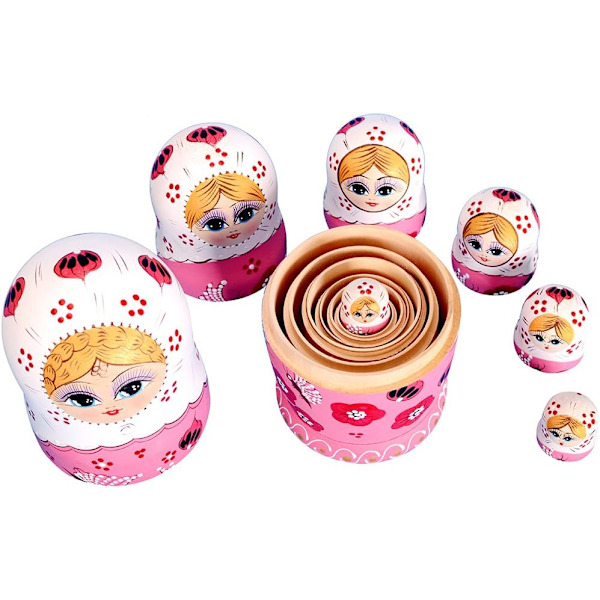 Märke av ryska dockor, 7 delar, Serie av ryska dockor Matryoshkas Poupee Russes 7 delar i smärta