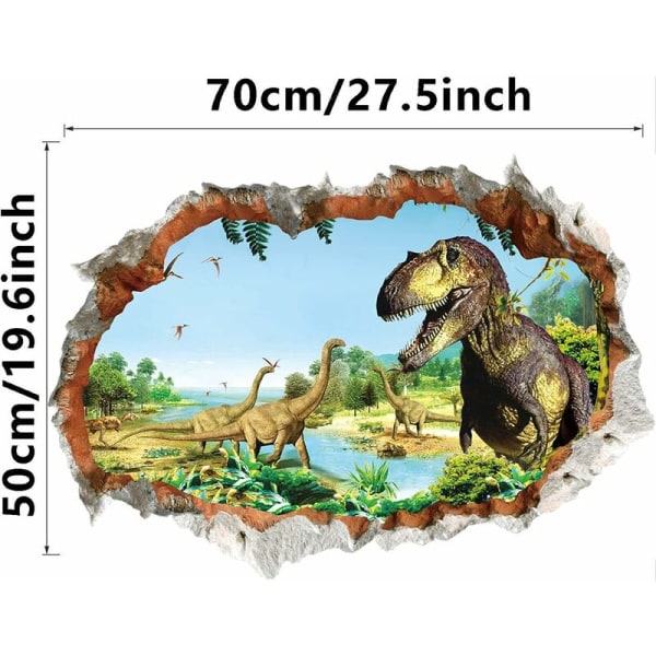 Dinosaur-vægmærkat til børn, stort dinosaur-vægmærkat, D