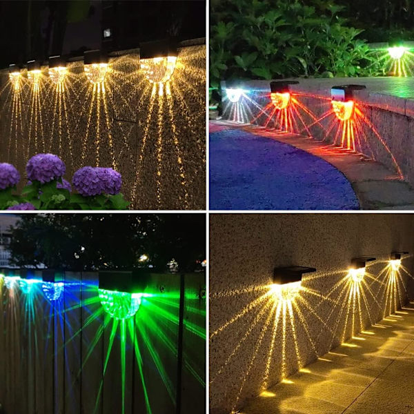 Solcellsbelysning för utomhusbruk, LED-vägglampa för utomhusbruk, 6-pack varm