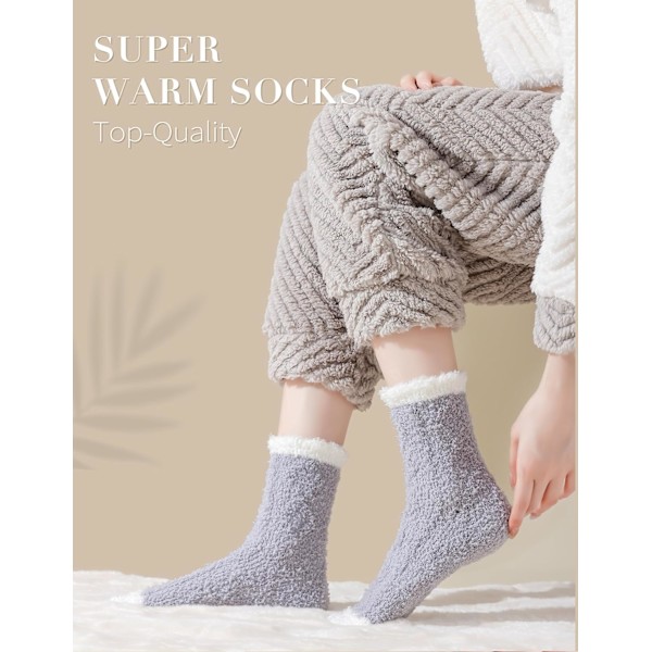6 par Fuzzy Socks - Mjuka, Mysiga och Fluffiga Toffelsockor för Vinter, Varma Plüschsockor, Julklappstips, Presenter till Kvinnor