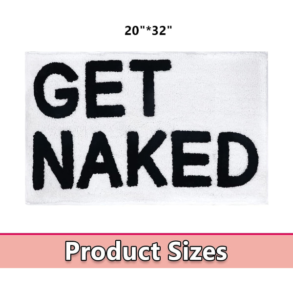 Black, 50x80cm Get Naked Non-Slip Bath Mat Microfiber Absorb