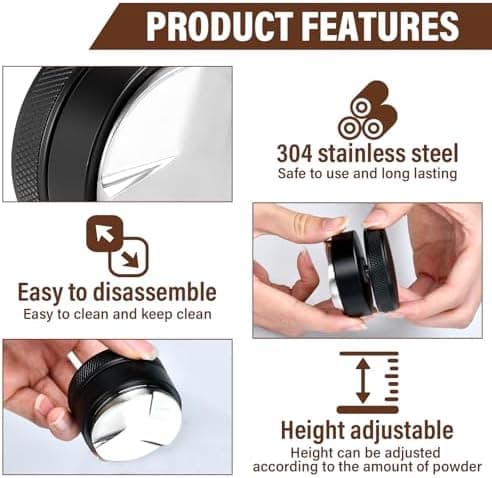 51mm Kaffetamper, Rustfrit Stål Kaffetilbehør til Espresso Kaffe Maskiner