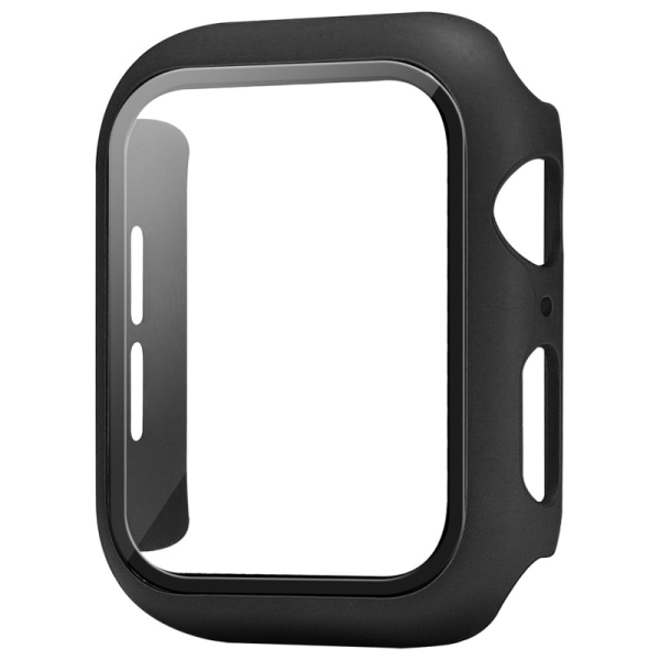 （Sort） Etui kompatibelt med Apple Watch 44MM, 2 i 1 beskyttelses-PC-hærdende etui og HD Tempered Gl