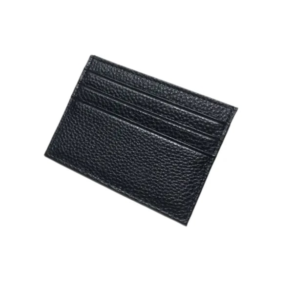 INF Thin card holder in genuine leather wallet 6 card slots Black