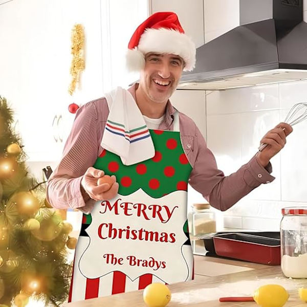 Jultomte Förkläde Julsnögubbe Fläcktåligt Justerbart Förkläde Bib Jultomte Färgglada Randiga Förkläde Vattentätt