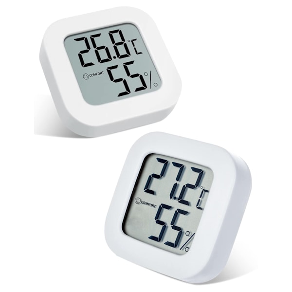 (Vit 2 st) Mini LCD inomhus termometer hygrometer, bärbar