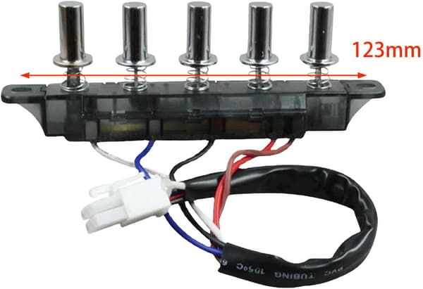 (12×2.2×0.3cm) Emhætte Trykknap Switch, Emhætte Tastatur Switch, Holdbar og Stærk Emhætte Switch, Trykknap Switch, 5 Trykknapper