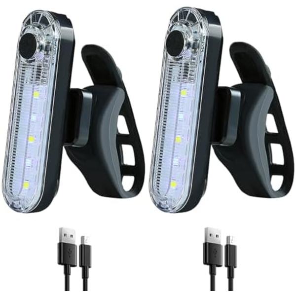2-pak USB-oppladbart LED-sykkellys Baklys Sykkellys Nattlig Essensielt Reflektorsete Sikkerhetslampe W