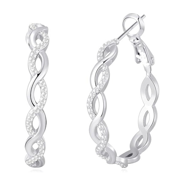 Øreringe Bøjler til Kvinder Letvægts Snoede Bøjleøreringe Med Cubic Zirconia (30MM)