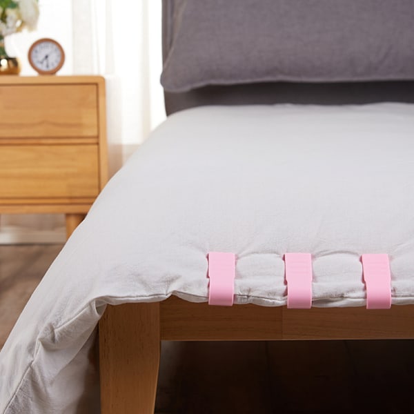 Hörnklämma 10 st Rosa Täcke Örngott Lakan Clip Skosnöre Elastisk Snodd
