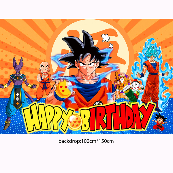 A-Anime Dragon Balls Super Saiyan Latex Happy Birthday Ballong med Banner Cake Topper Ballong Set S