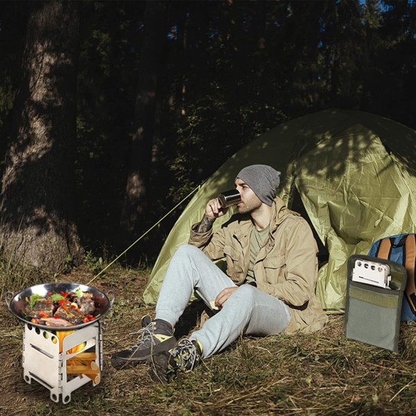 Bärbar campingkamin, mini vedspis för utomhusöverlevnad Coo