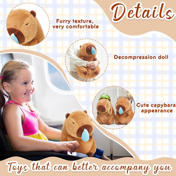 2 stk. nuttede capybara-bamser - nuttet 9'' capybara-bamse - blød brun capybara