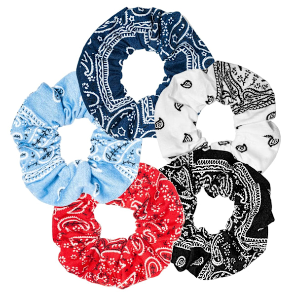 Hiusdonitsit, puuvillaprinttikuvioiset hiuslenkit naisille. 5 kpl
