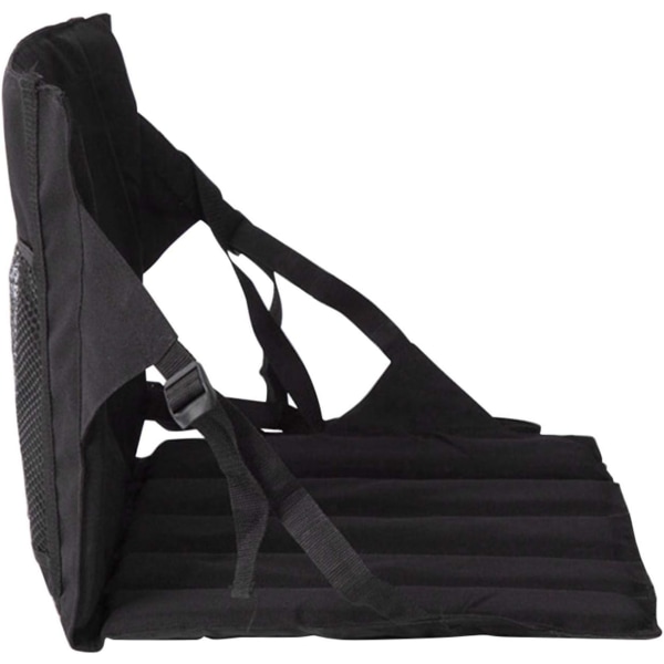 Svart Komfortabel sammenleggbar stol for camping utendørs hage - port