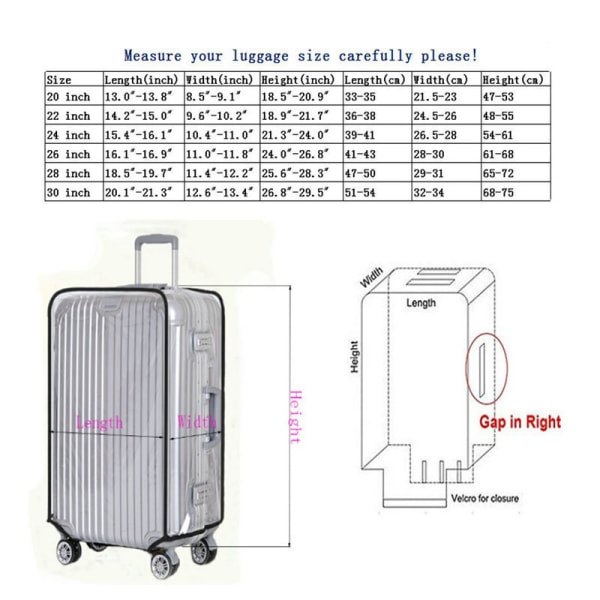 Bagagebeskytter Kuffertdæksel passer til de fleste 26" (16,9"L x 11.