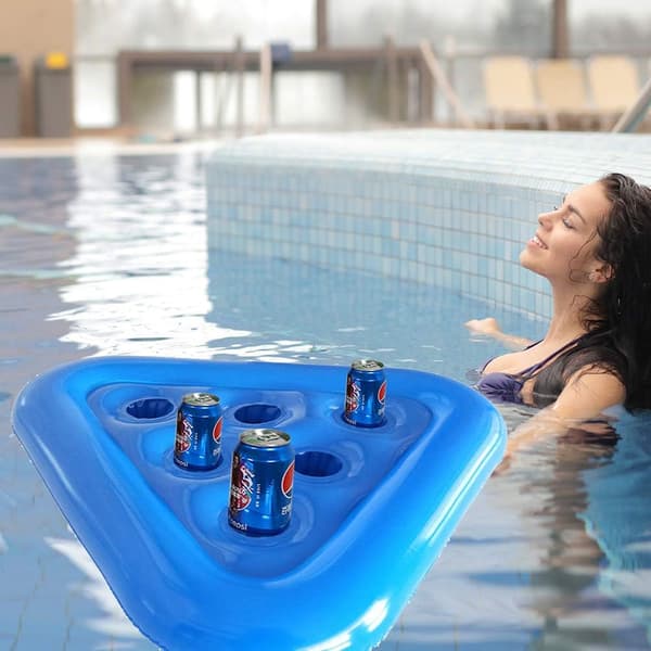 Triangulär uppblåsbar mugghållare för 6-håls pool