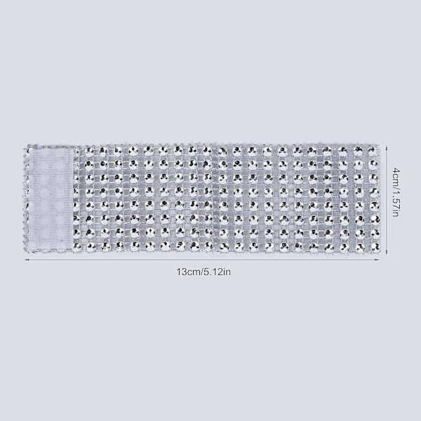 (Silver) Servettring Silver Rhinestone Ribbon Bling Prydnad för