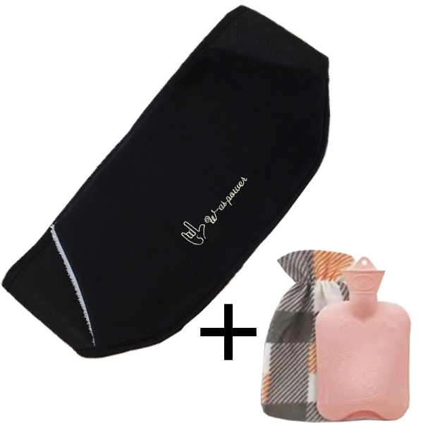 Hot Water Bottle (Black), 1000ml PVC Water Bag with Hot Pouc
