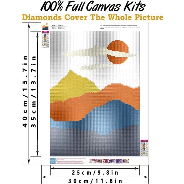 (30x40cm) Fjell Diamantmalerisett, Diamantkunstsett for