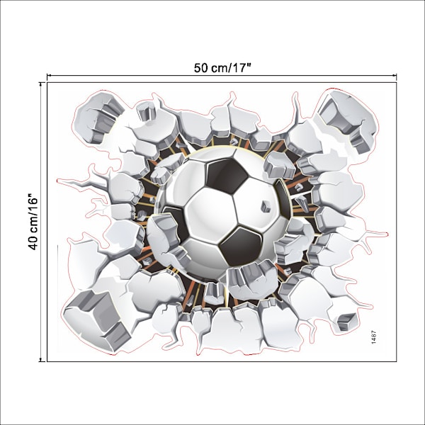 3D Fotbollsstickers, Fotboll Väggdekaler för Pojkars Sovrum, 3D Väggkonst Vinyl Stic