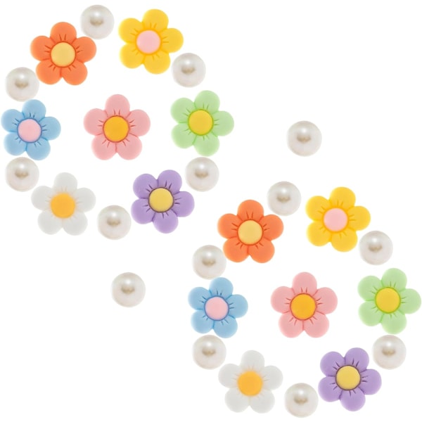 28 stk. Blomster Sko Charms til Croc Clog Sandaler Armbånd Tilbehør Dekoration Søde Designer Sko Charms Perle Sko Charms til Piger Børn Teenagere Voksne