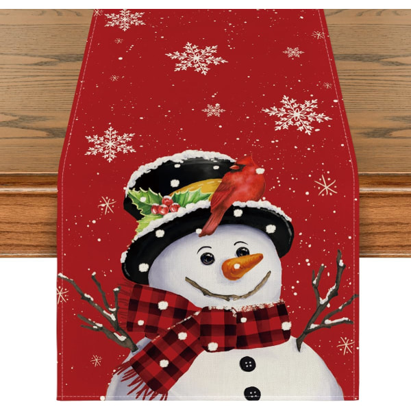 (183x33cm) Mode rød bordløber snemand juletræsgren