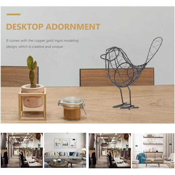 (svart) Wire Bird Metallfigur Håndverk Ornament for Hjem Rom Dekorasjon
