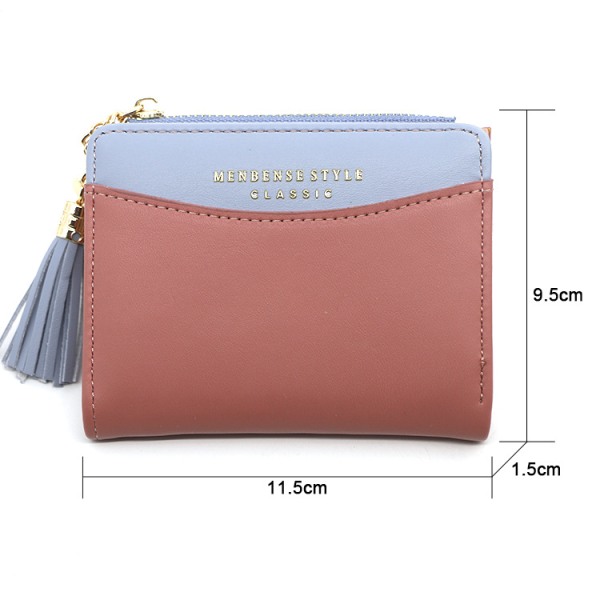 Plånbok med stor kapacitet, grå liten hopfällbar läderväska för kvinnor