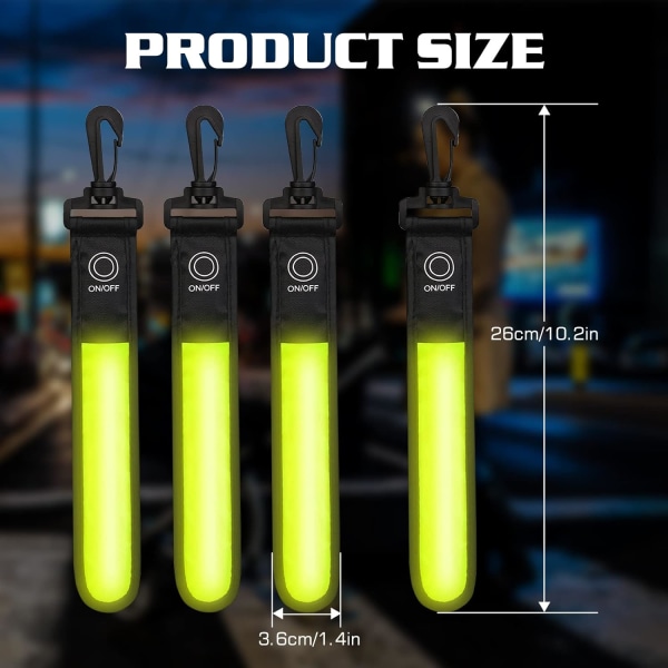 (Gul) 6-pack reflekterande LED-blixtljusväskor - 3 LED-lägen - Säkerhetsljus - R