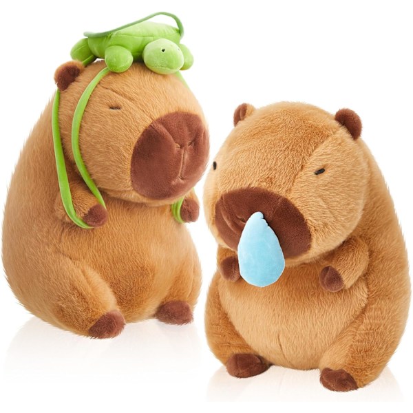 2 stk. nuttede capybara-bamser - nuttet 9'' capybara-bamse - blød brun capybara