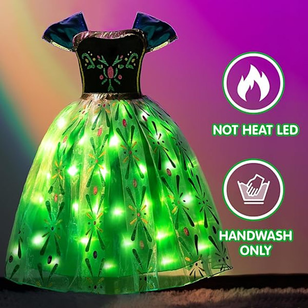 1 del grön lysande prinsessklänning juldräkt flicka snö Halloween isklänning Height 120CM
