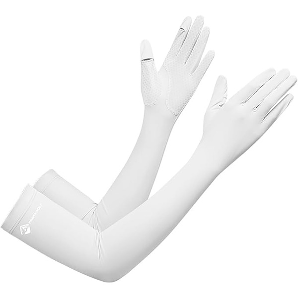 1 par isilksolskyddande långa handskar damkörhandskar anti-UV icke-hal White