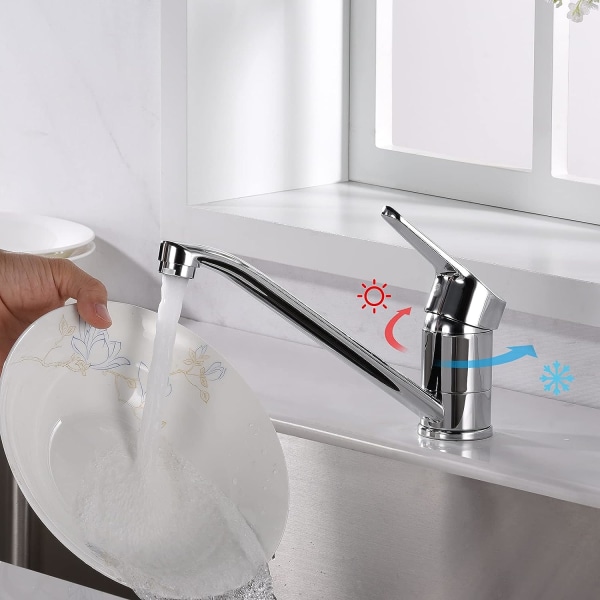 Langmundet køkken lodret koldt- og varmtvandshane kan rotere håndvask og langhalshane