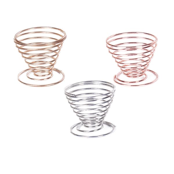 3 x Rustfrie ståltråd spiral eggkopper