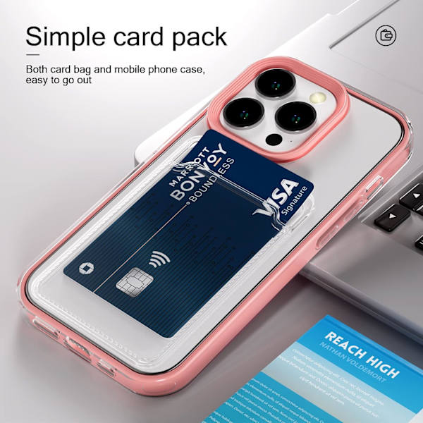 Kristallklart Skal för Apple iPhone 16 Pro, Passform Transparent Mjuk Bakdel med Inbyggt Smalt Kortfack Plånboksfodral Dropp P