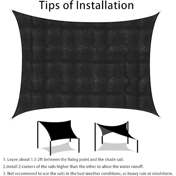 Solseil, Vannbestandig, 4 x 3 m, Polyester, rektangulær, bla