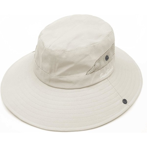Dame Udendørs UV-Beskyttende Foldbare Solhatte Mesh Bredskygget Strandfiskehat med Hestehalehul