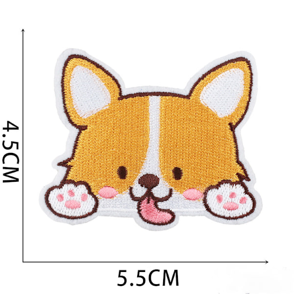 Rolig Stryk-på Hundlapp, Söt Sittande Hoppande Corgi Hundtass Stryk På/Sy På Lapp, Broderad Applikation Reparationslapp DIY Hantverkstillbehör för Kläder Jacka