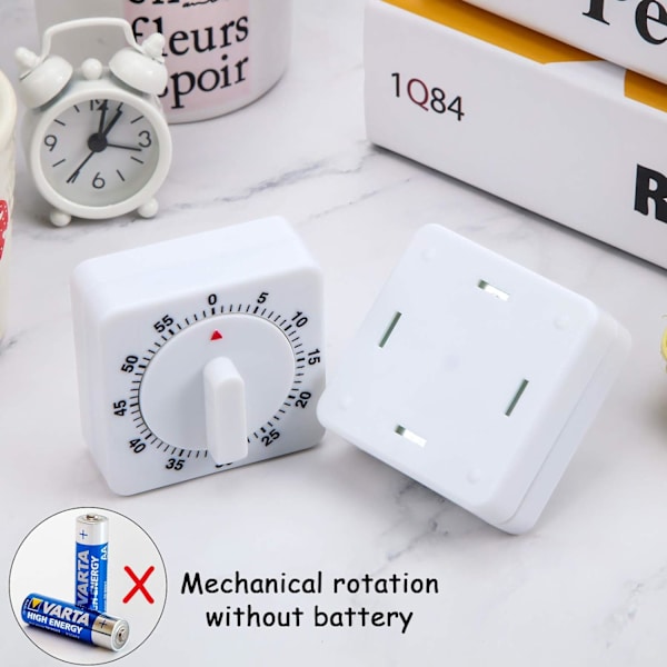 2 stk. 60 minutters Køkken Timer 1 Time Visuel Køkken Ur Timer Mini Nedtællingstimer Høj Lyd, Mekanisk Timer til