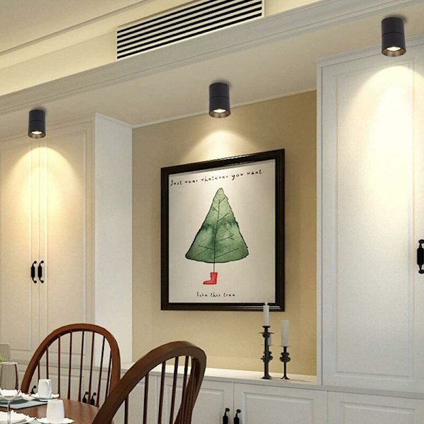 (Varmt hvid 3000k) (sort, 7*10cm) Justerbar Overflade Spotlight 7W